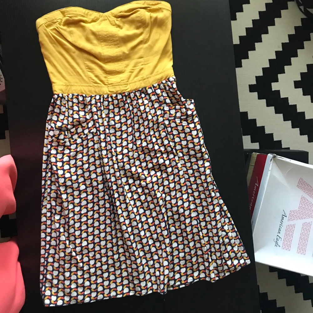 Super cute mustard and navy dress